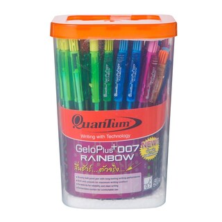 ปากกาลูกลื่น 0.7 มม. หมึกสีน้ำเงิน ด้ามคละสี 50 ด้าม/แพ็ค ควอนตั้ม GeloPlus 007 Rainbow