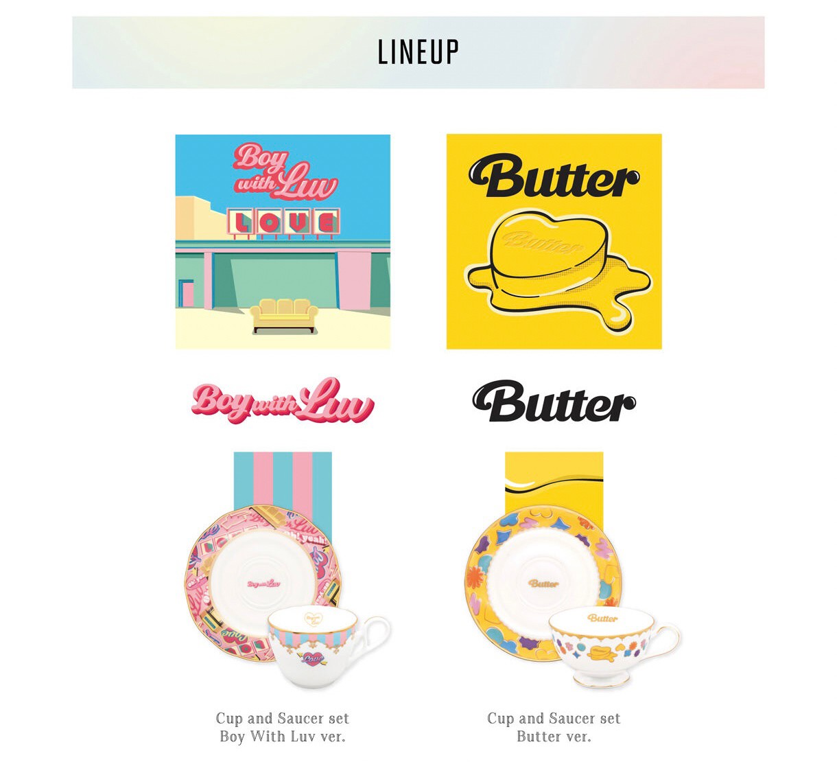 PRE-ORDER : Noritake Cup &Saucer Set BTS Music Theme Boy With Luv ver./ Butter ver.