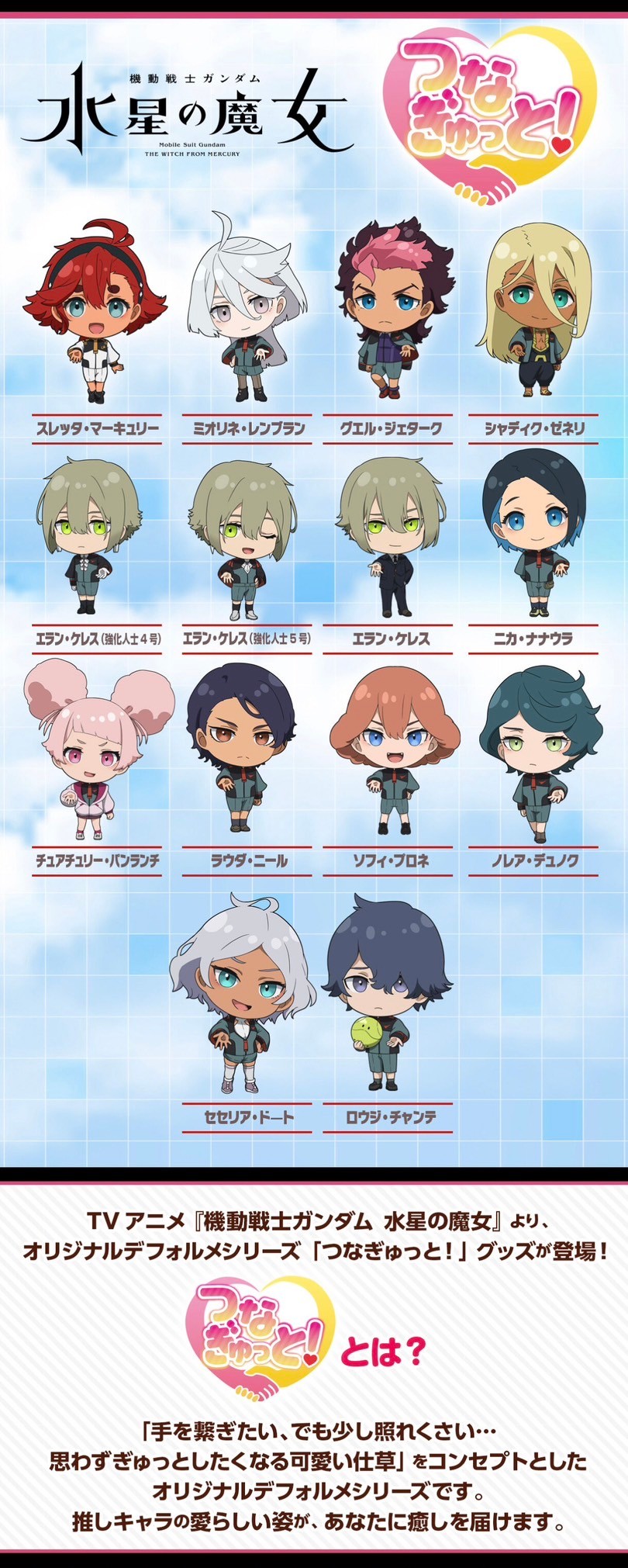 PRE-ORDER : [Happikuro!] Mobile Suit Gundam: The Witch From Mercury Connected Acrylic Stand Charm (14 types) (Random)