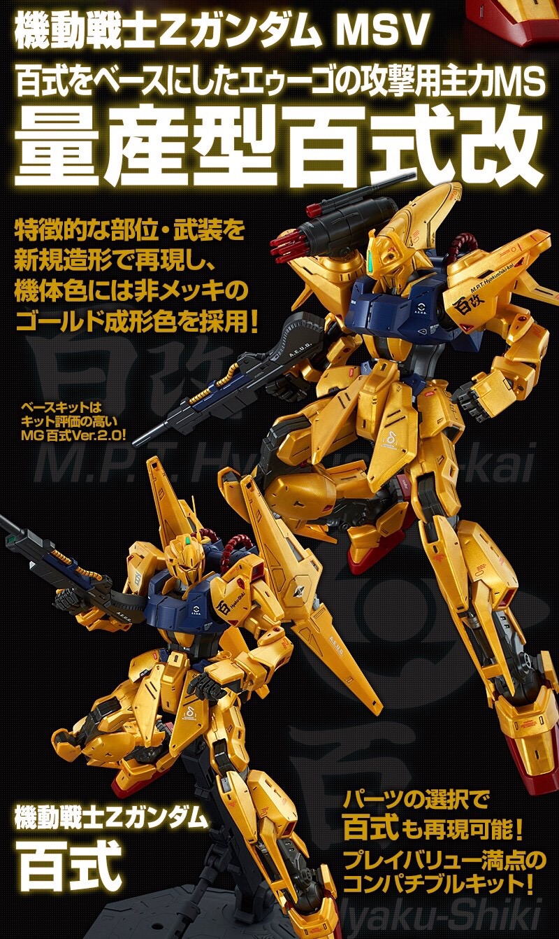 PRE-ORDER : MG 1/100 HYAKU SHIKI KAI MASS PRODUCTION TYPE PLASTIC MODEL