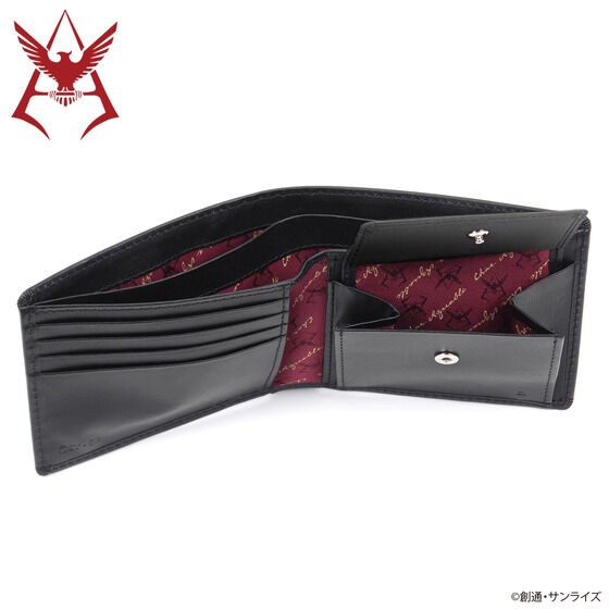 PRE-ORDER : Mobile Suit Gundam Leather Item Collection Char's Mark Silver Ver. Bi-fold Wallet