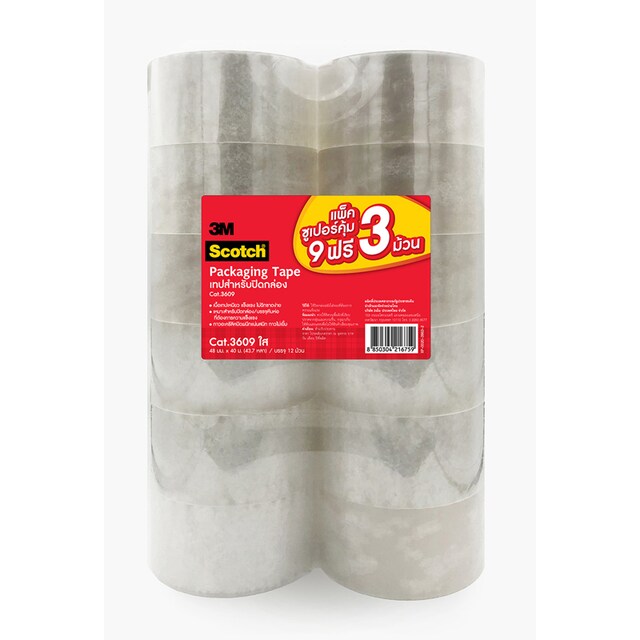 เทปโอพีพี สก๊อตช์ ใส 48 มม. x 40 ม. 9 แถม 3