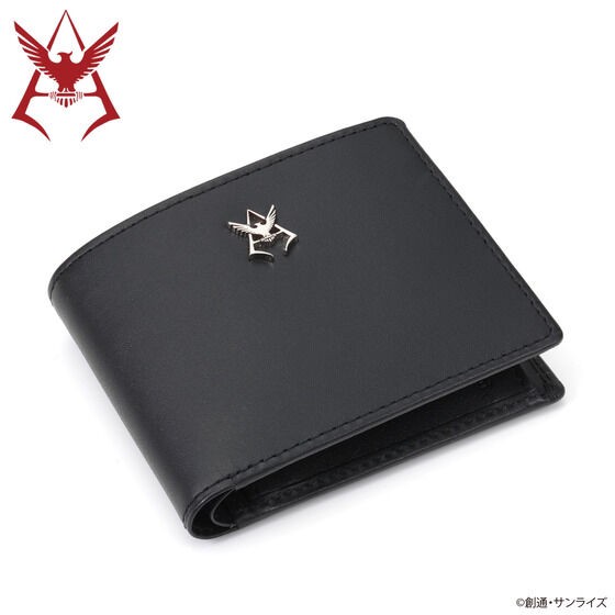 PRE-ORDER : Mobile Suit Gundam Leather Item Collection Char's Mark Silver Ver. Bi-fold Wallet