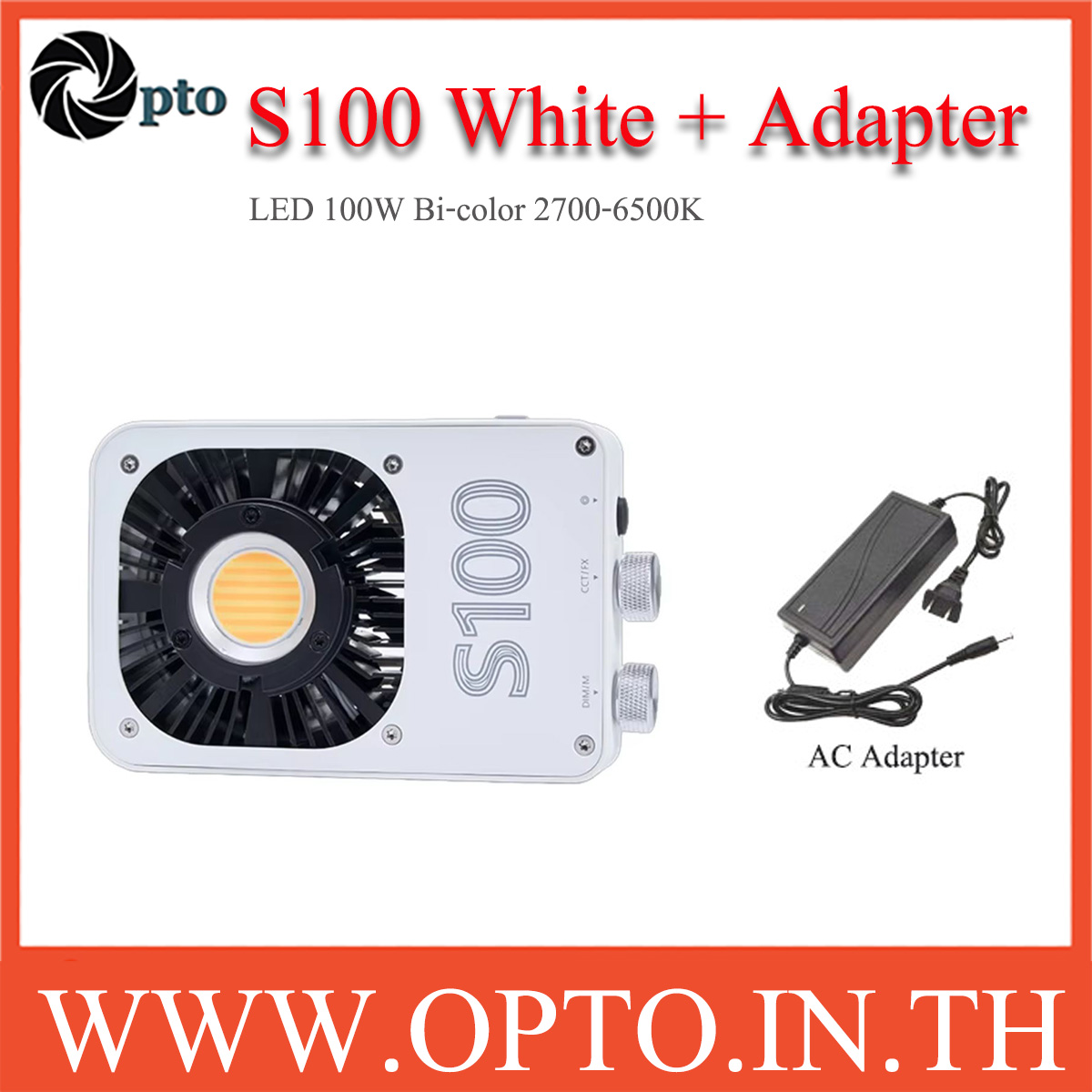 ZSYB S100 White + AC Adapter Bi-Color 2700-6500K 100W Portable LED Video Light Pocket light ไฟLEDพกพา เครื่องขาว