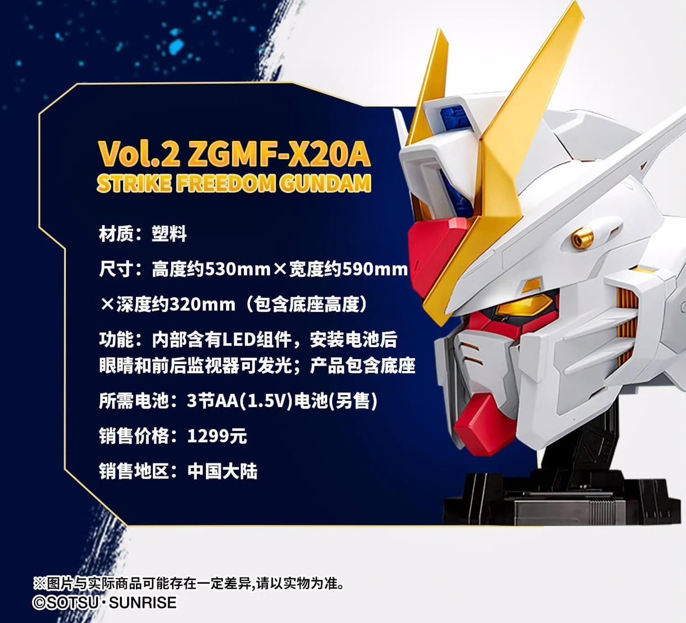 โมเดลหัวกันดั้มมีไฟ Gundam - BN Head Collection Vol.2 Strike Freedom Gundam by Bandai