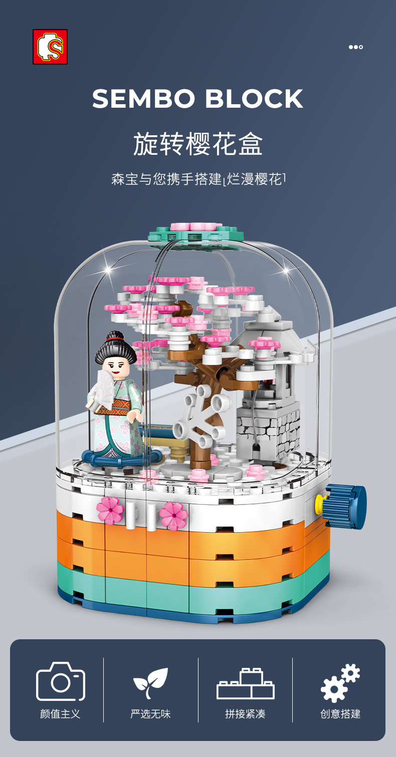 Sembo Block 601077 Japanese mini street Cherry Blossom 259pcs (มีไฟ)