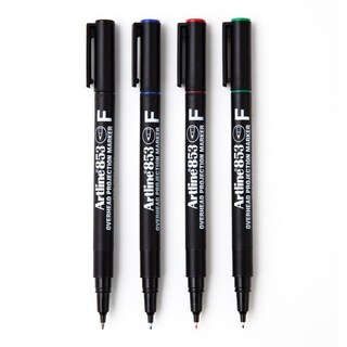 ปากกาเขียนแผ่นใสลบไม่ได้ 0.5 มม. หมึกคละสี 4 ด้าม/แพ็ค อาร์ทไลน์ EK-853