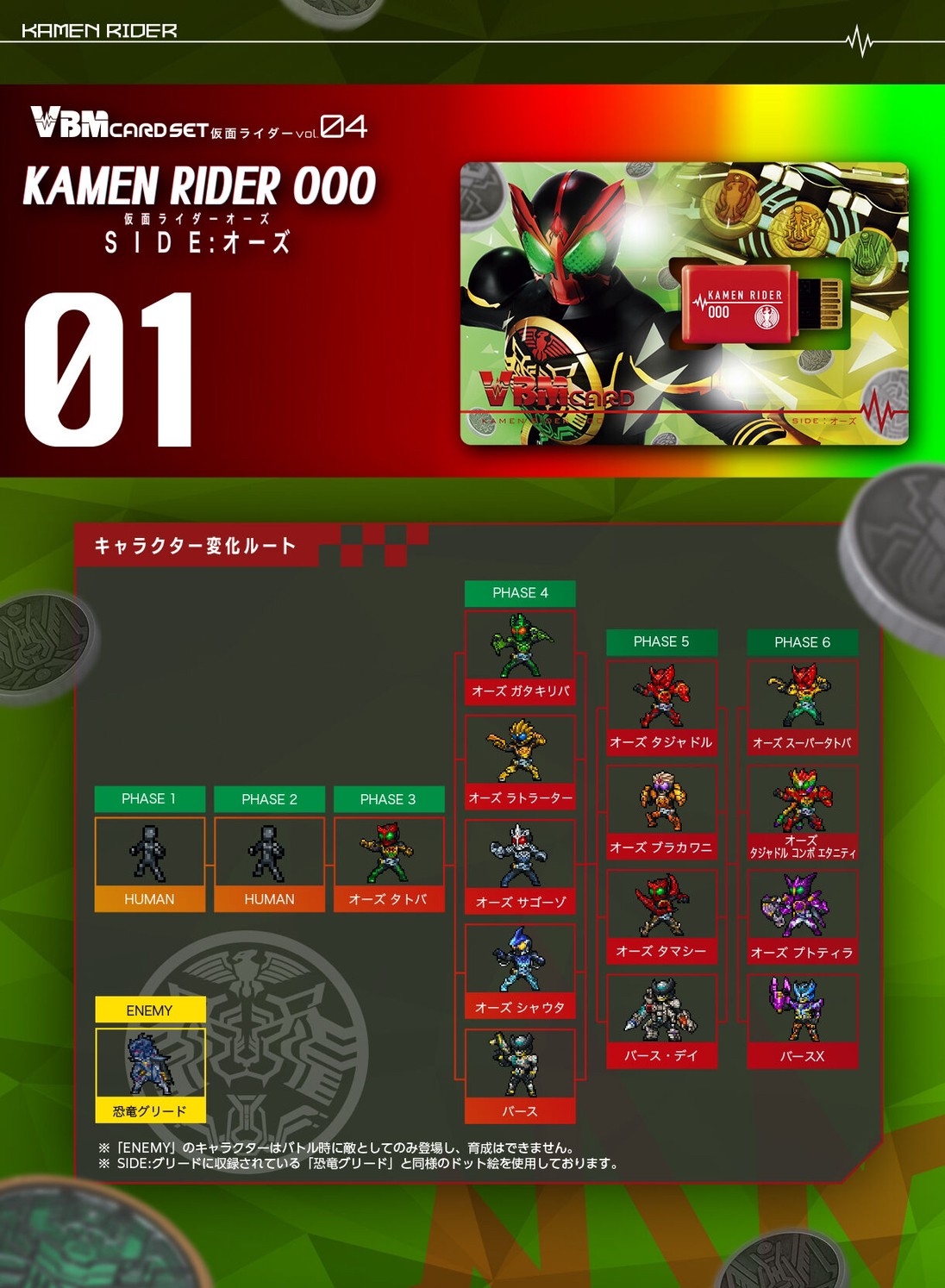 PRE-ORDER : VBM Card Set Kamen Rider vol.4 Kamen Rider OOO SIDE: OOO & SIDE: Greed