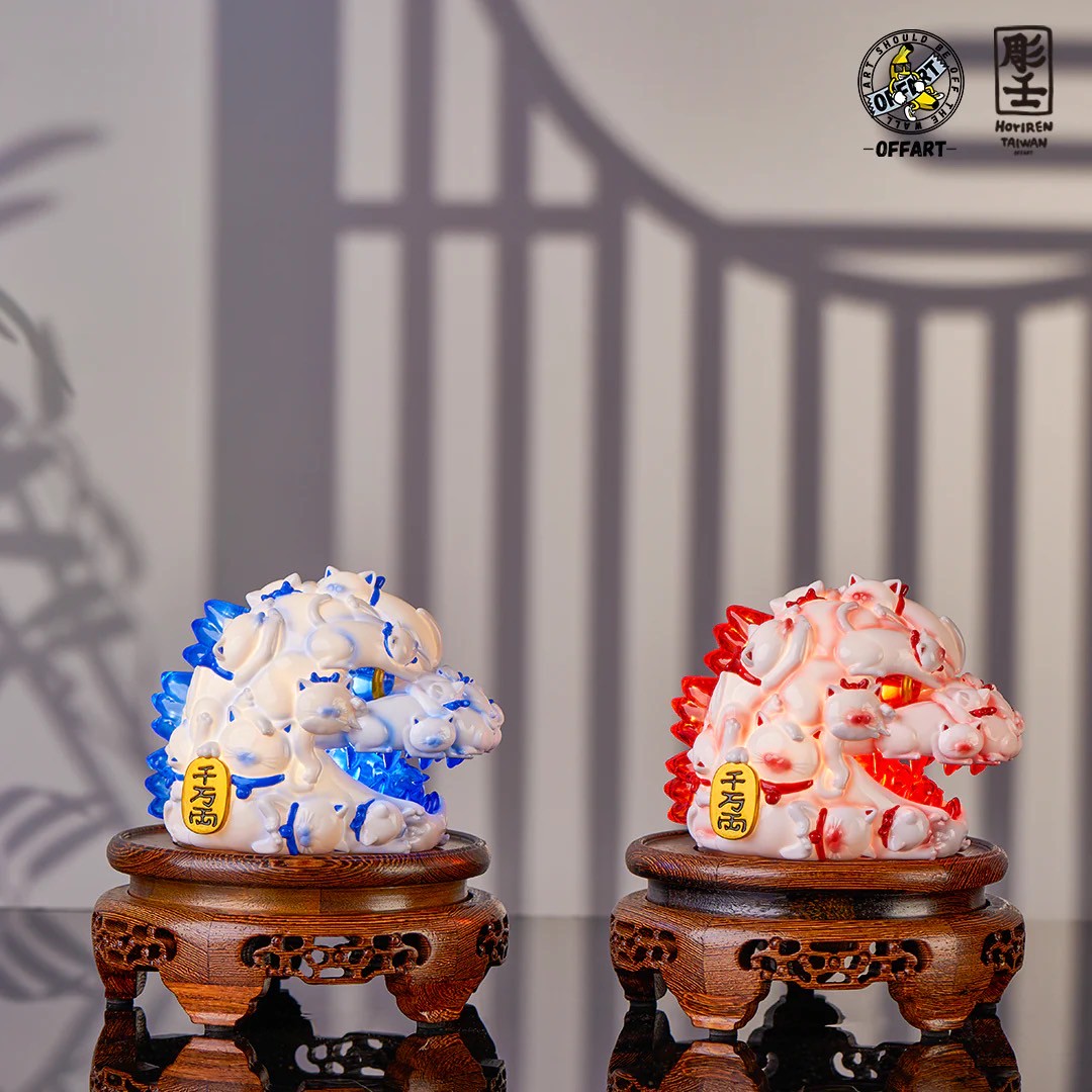 Pre-order : Red Flame Hundred Cats Porcelain / Enamel Red Mini Bust PVC Figure by OFFART x Horiren