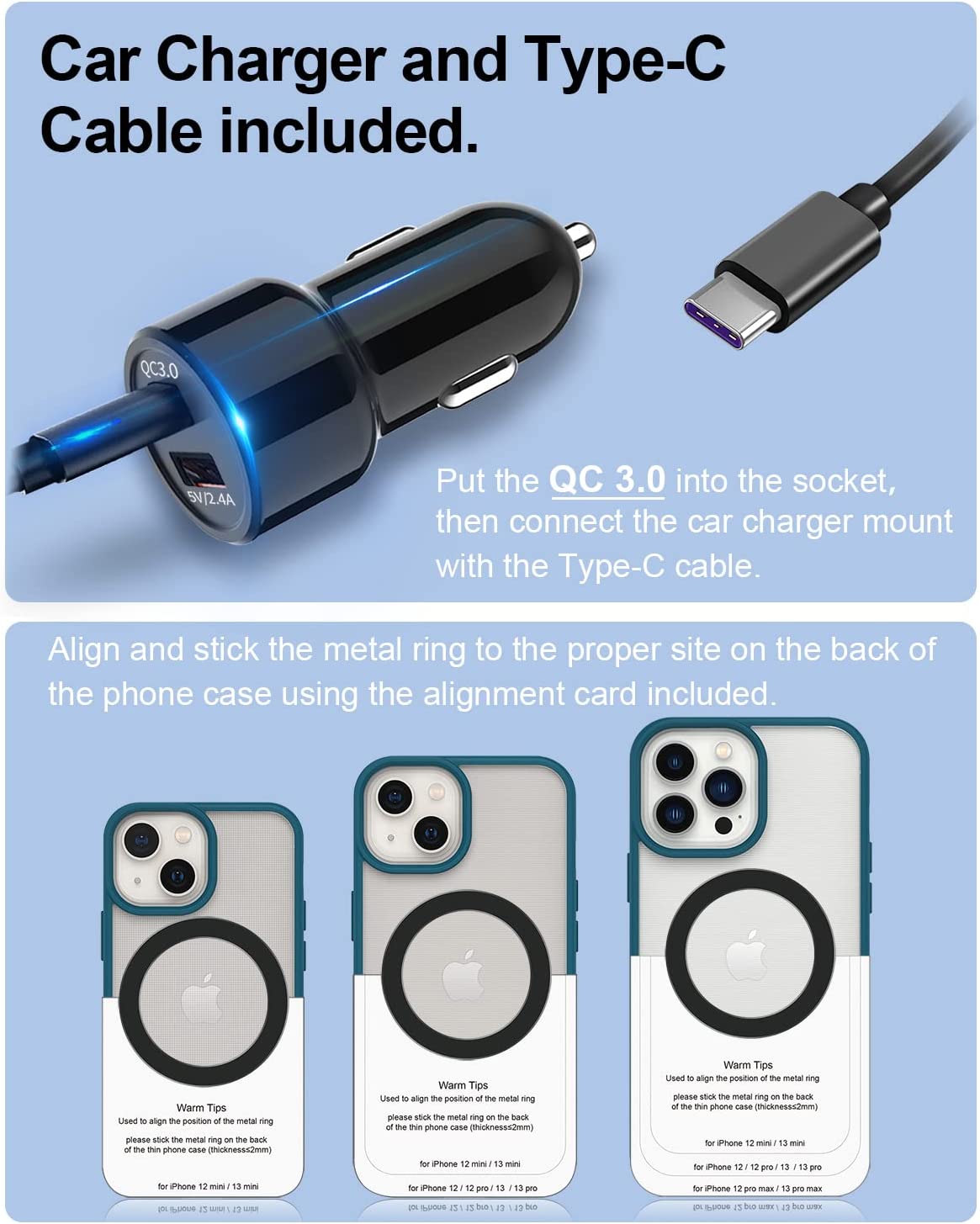 OQTIQ Wireless Car Mount Charger for Tesla Model 3 / Y Magnetic Phone Holder Fast Charging Cooling Fan Magnet Charger Compatible with Mag Safe Cases, for iPhone 14 13 12 Series (with QC 3.0 Adapter)