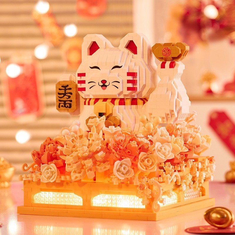 ตัวต่อนาโน Size Jumbo - Yapin 6942 Lucky CAT Booth 2488pcs (มีไฟ)