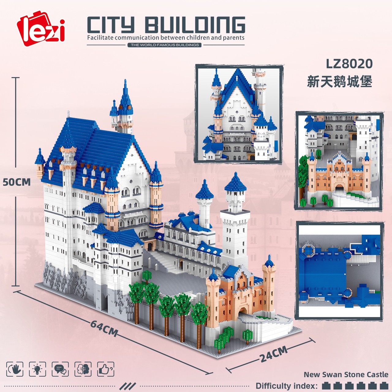 Lezi lz 8020 New Swan Stone Castle 11810pcs