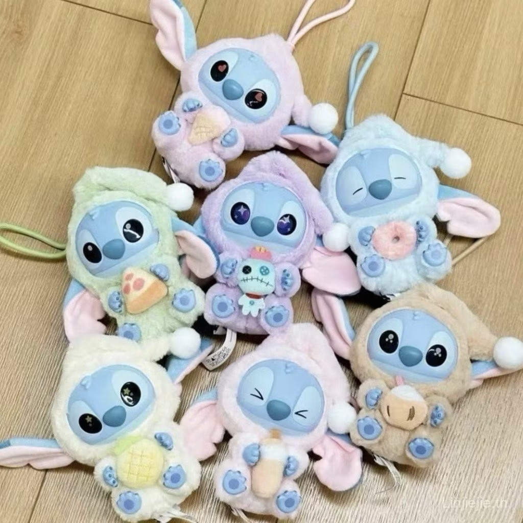 ตุ๊กตาพวงกุญแจ Disney - Lilo & Stitch - Eat Something Before Sleep Series Plush Keychain by Miniso