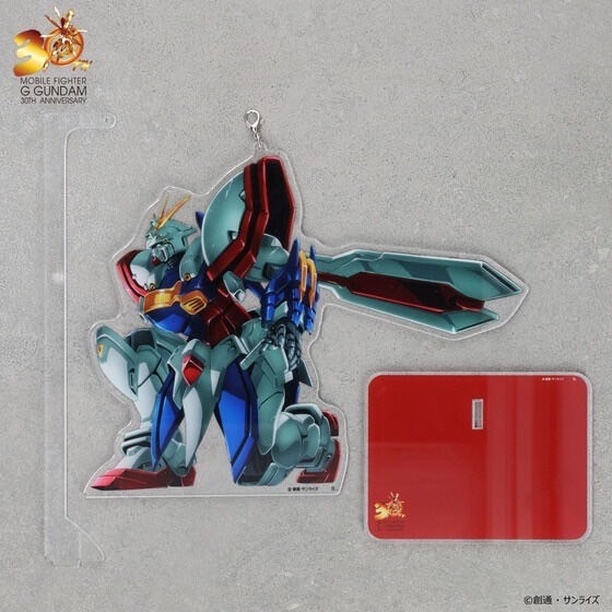 PRE-ORDER : Mobile Fighter G Gundam 30th Anniversary Illustration Swinging Acrylic Stand God Gundam
