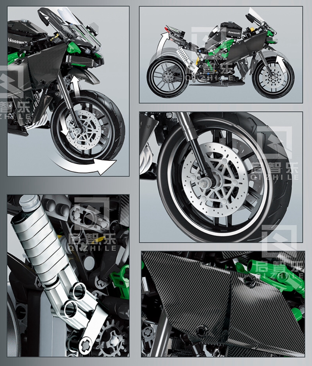 Qi zhi le 85001 Kawasaki H2 Super Motor 838pcs