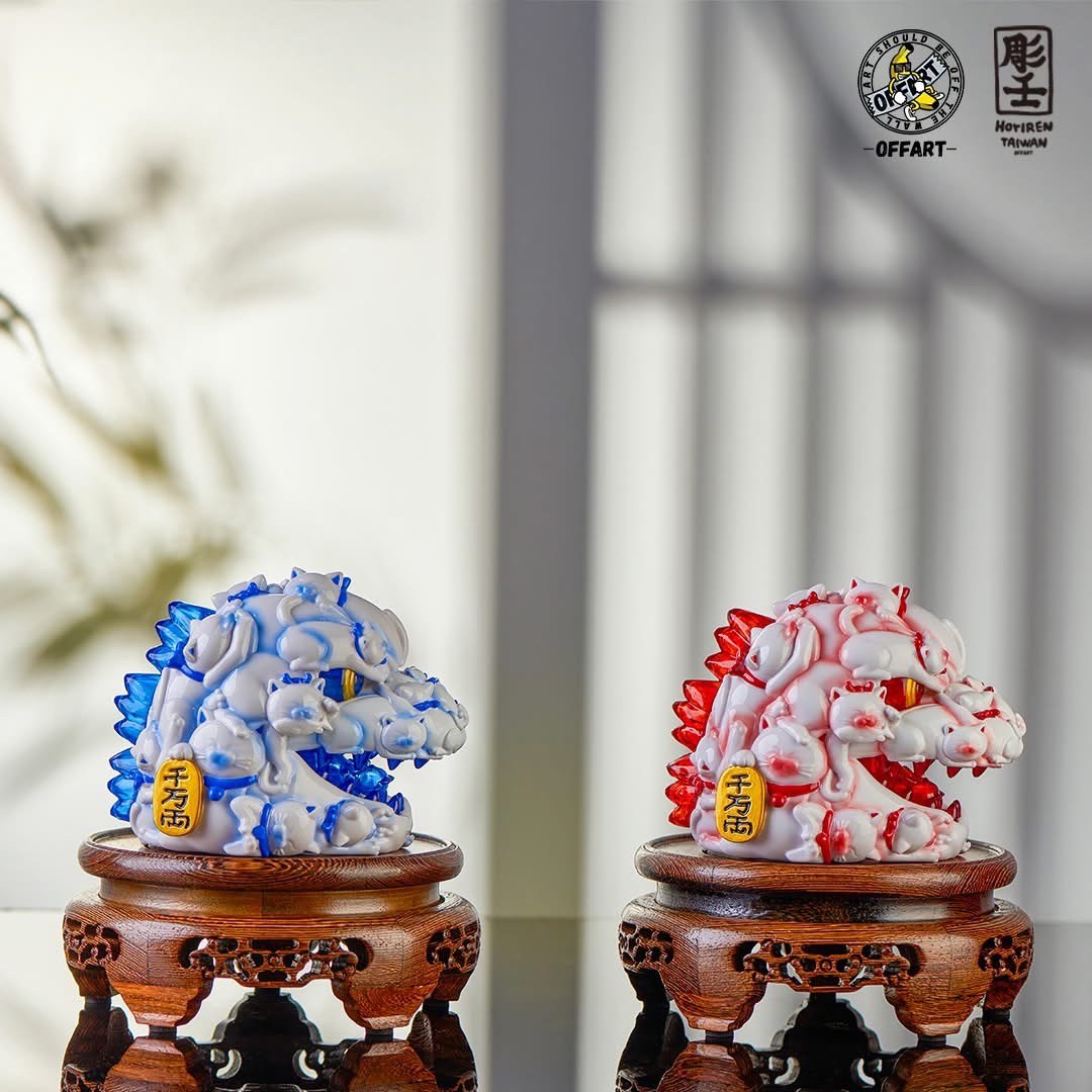 Pre-order : Red Flame Hundred Cats Porcelain / Enamel Red Mini Bust PVC Figure by OFFART x Horiren