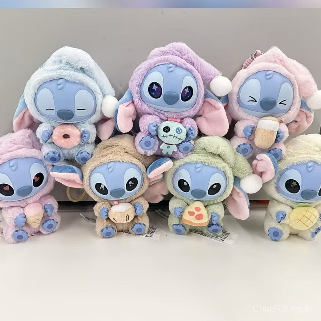 ตุ๊กตาพวงกุญแจ Disney - Lilo & Stitch - Eat Something Before Sleep Series Plush Keychain by Miniso