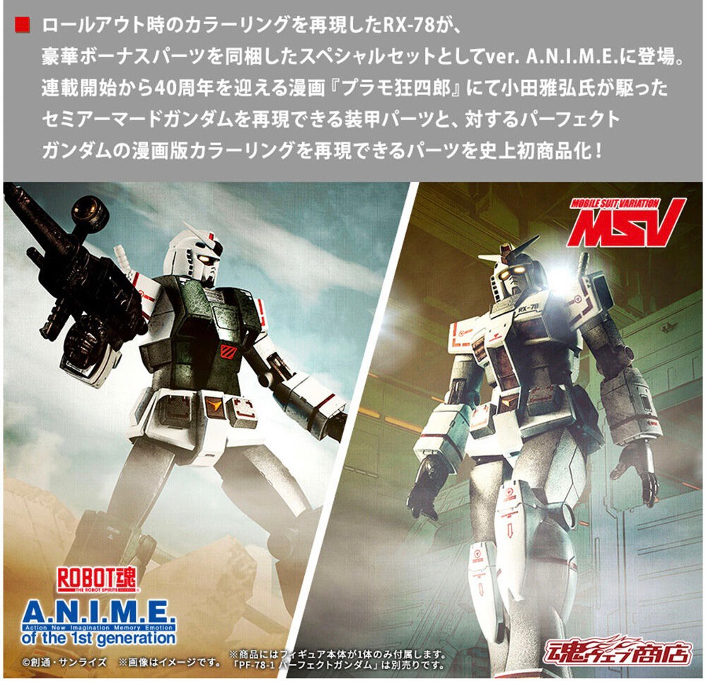 PRE-ORDER : Robot Spirit <SIDE MS> RX-78-2 Gundam (Rollout Color) & (Plamo-Kyoshiro) Special Parts Set ver. A.N.I.M.E.