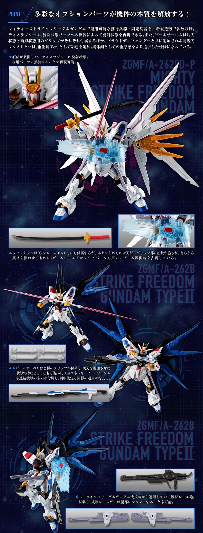 PRE-ORDER : Mobile Suit Gundam G Frame FA Mighty Strike Freedom Gundam Option Parts Set