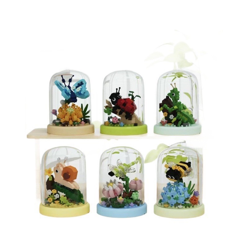 CLC - Flower & Insect ตัวต่อนาโนดอกไม้แมลงพร้อมฝาครอบ