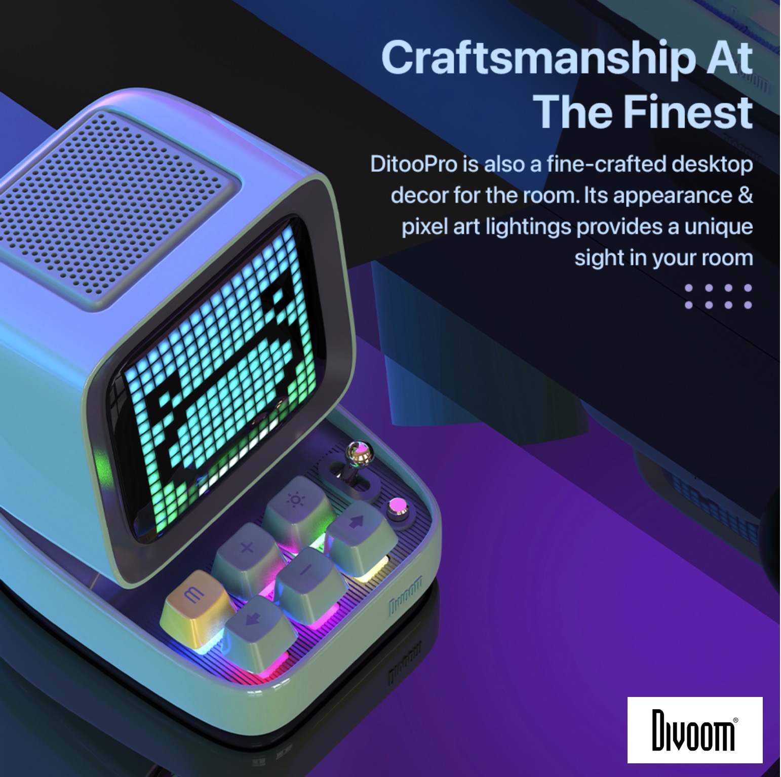 Divoom Ditoo Pro ลำโพง Bluetooth Pixel Art Mechanical Button สีดำ Black