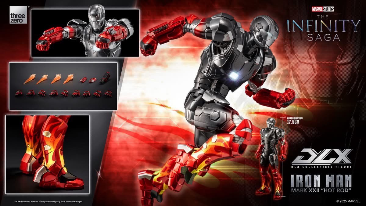 Pre-order : Marvel Studios: The Infinity Saga DLX Iron Man Mark 22 “Hot Rod” by Threezero