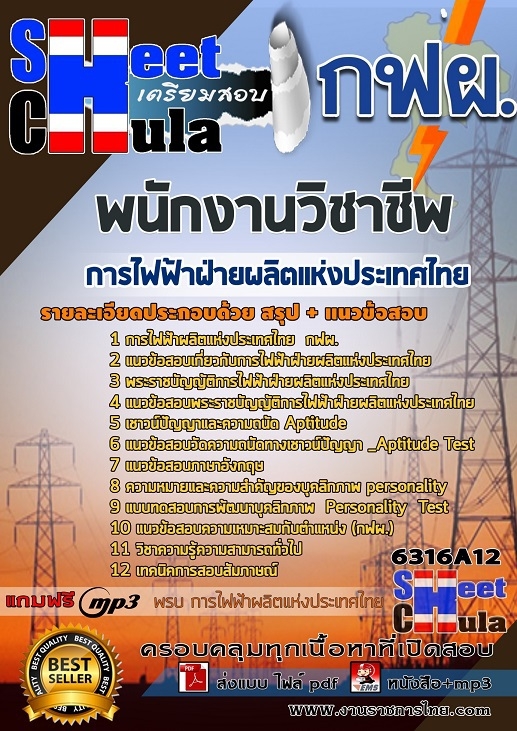 แนวข้อสอบพนักงานวิชาชีพ การไฟฟ้าฝ่ายผลิตแห่งประเทศไทย (กฟผ)