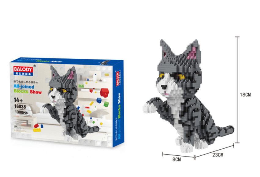 Balody 16038 Gray/White Cat 1300pcs