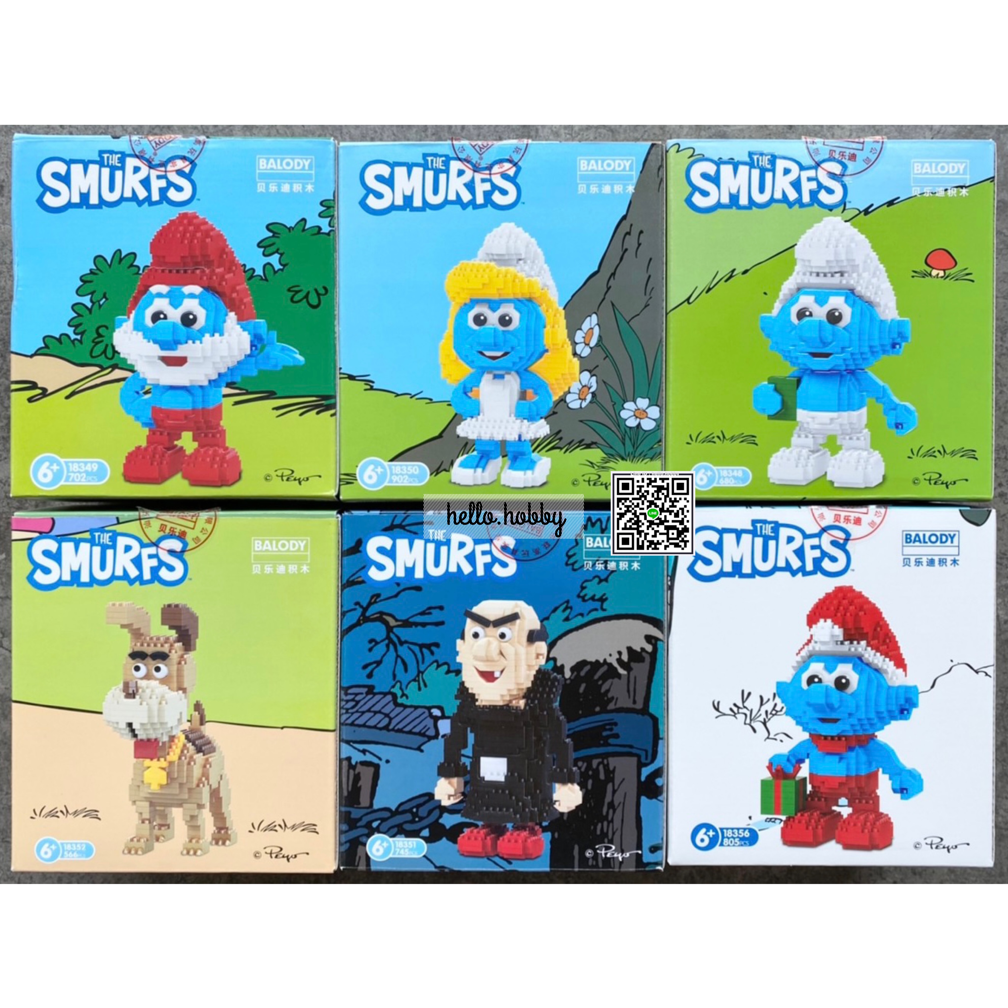 เลโก้นาโน Size XL - Balody 18348-18356 The Smurfs