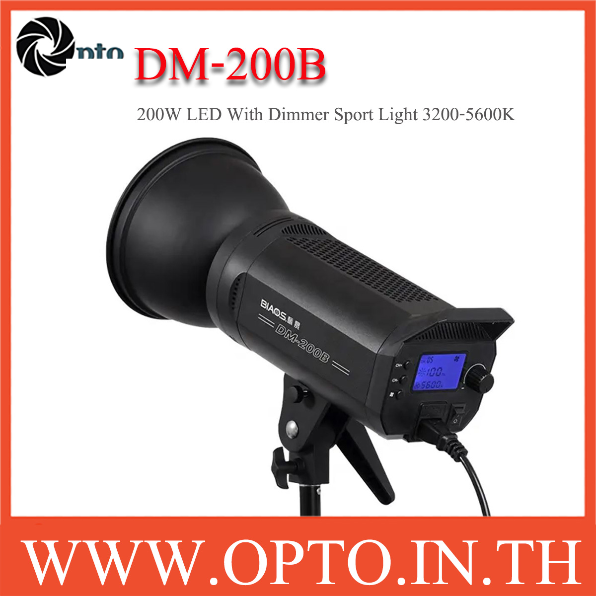 DM-200B 200W LED With Dimmer Sport Light ไฟLED สปอร์ตไลท์สำหรับถ่ายวีดีโอ 3200-5600K
