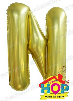 ลูกโป่งฟอยส์ตัวอักษร N ขนาด 40 นิ้ว สีทอง