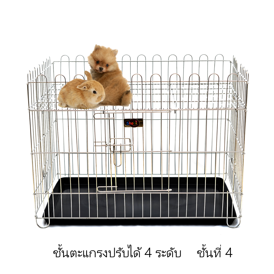 คอกสุนัขสแตนเลส size S (มีถาดรอง)