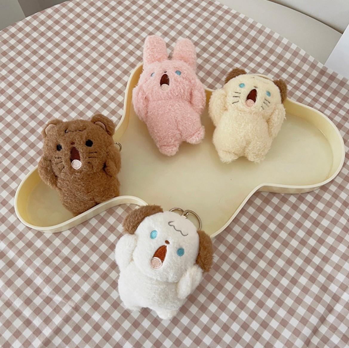 พวงกุญแจ Screaming & Shouting Puppy Dog 🐶 Kitten Cat 🐱 Teddy Bear 🐻 Bunny Rabbit 🐰 Fluffy Plush Keychain