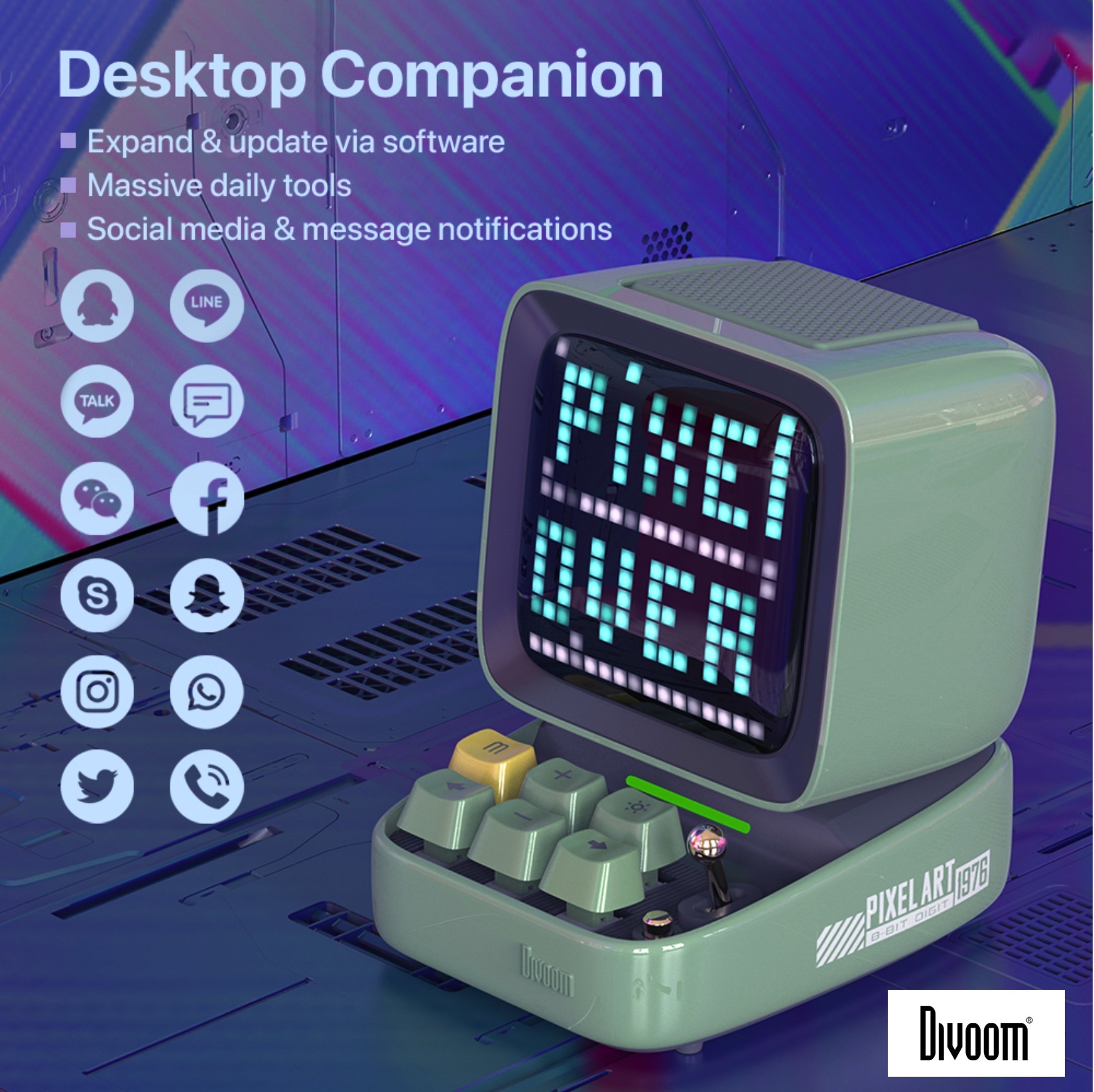 Divoom Ditoo Pro ลำโพง Bluetooth Pixel Art Mechanical Button สีดำ Black