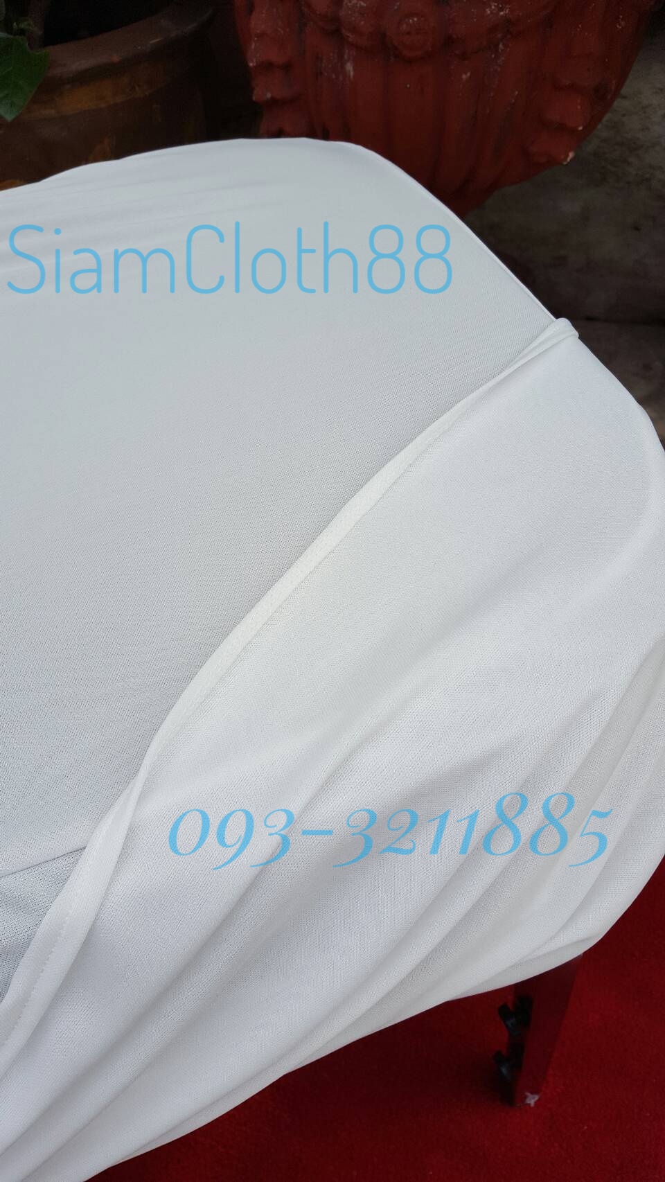 ผ้าคลุมเก้าอี้นวมเหล็ก ทรง A แบบ 1 จีบทวิสหลังชายปิด