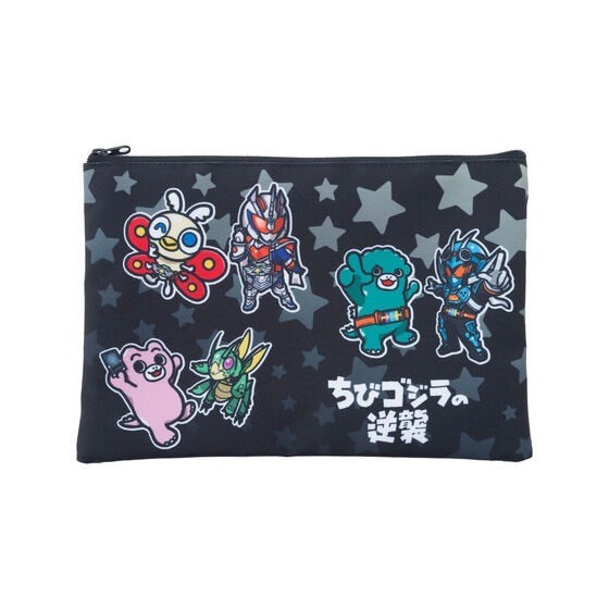 PRE-ORDER : Kamen Rider Gotchard x Chibi Godzilla's Counterattack Flat Pouch