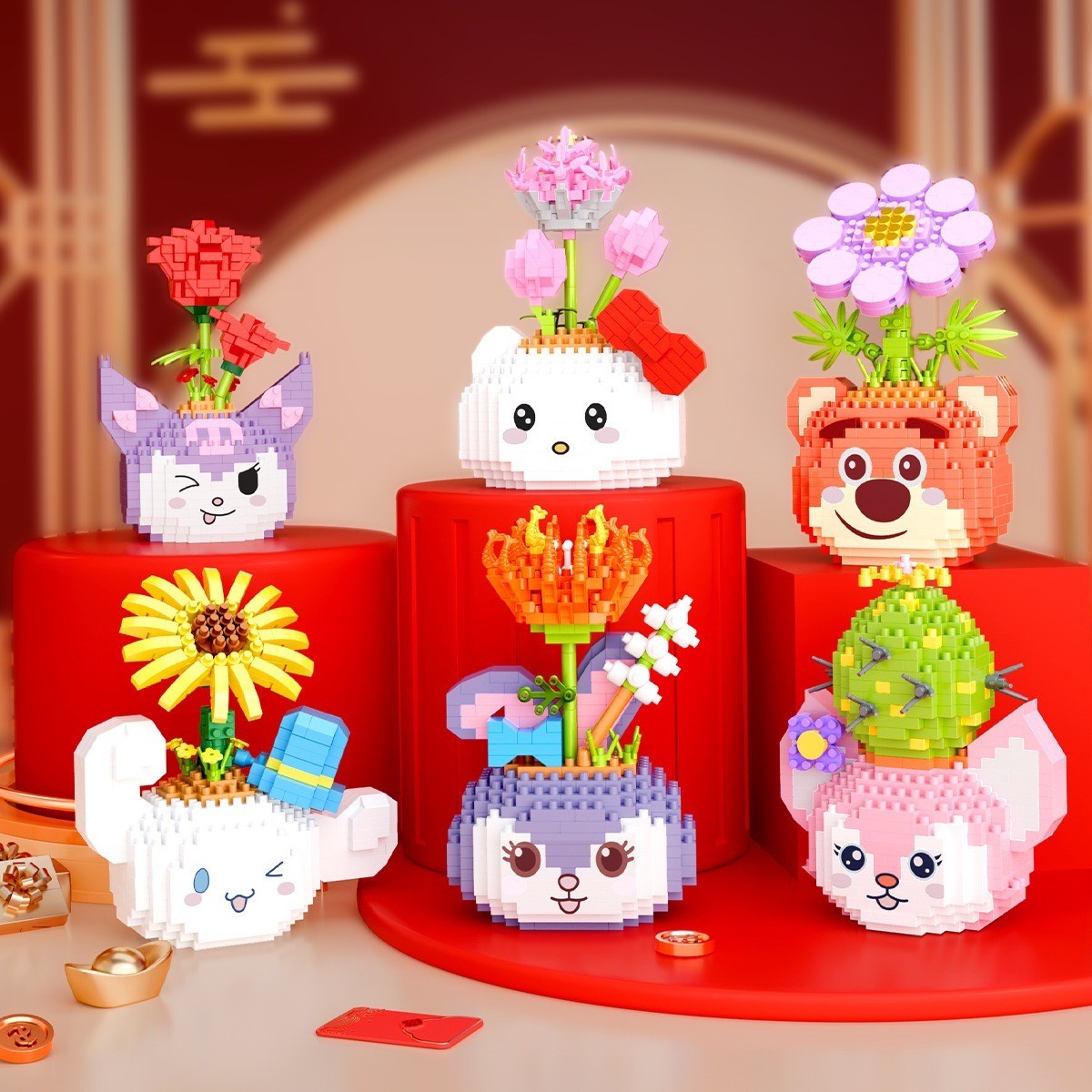 ตัวต่อนาโน Size XL - A 618-623 Sanrio & Disney Flower Potted Plants
