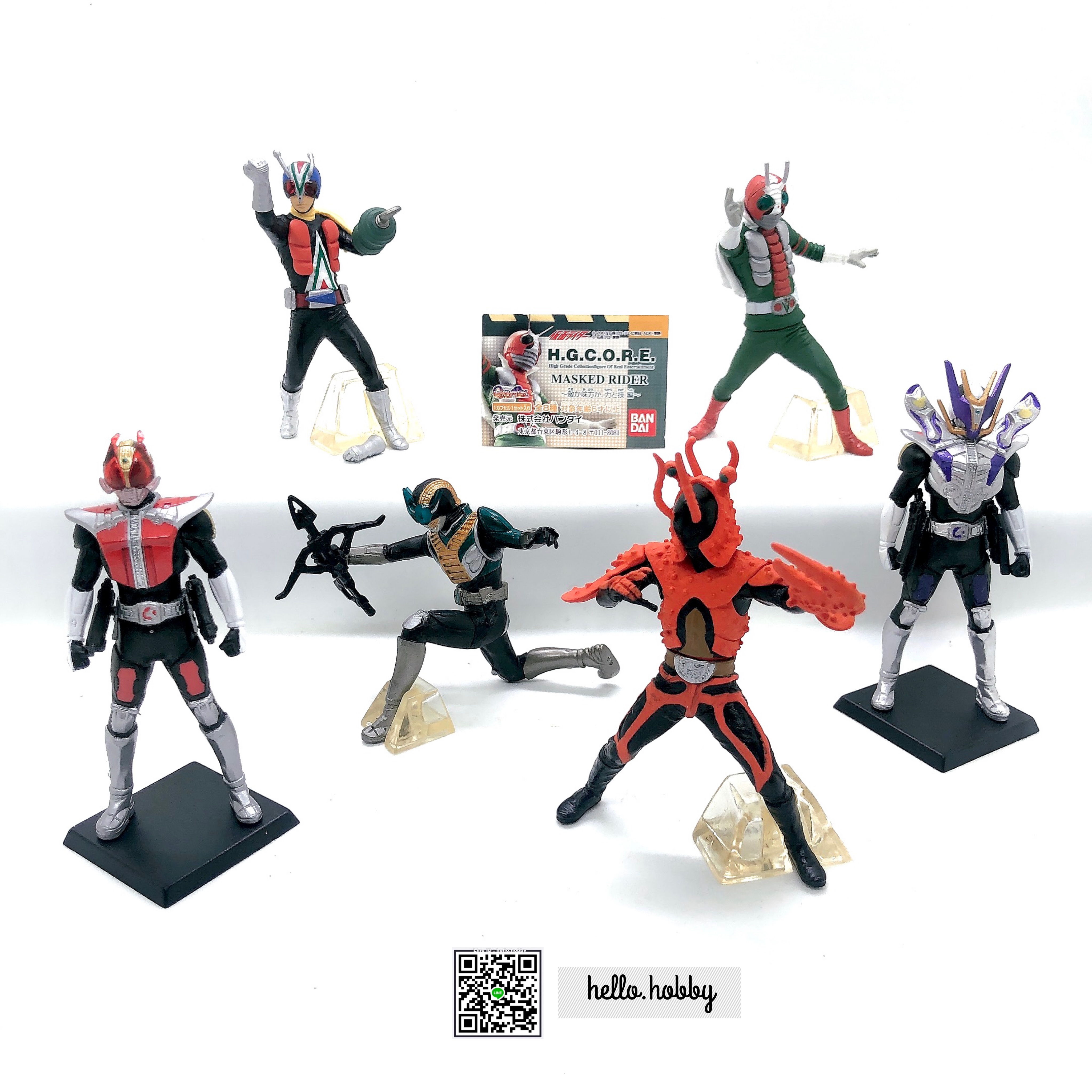 H.G.C.O.R.E. HG Core Kamen Rider Part 3 ~Teki Ka Mikata Ka, Chikara To Waza Hen~ Gashapon by Bandai (Set of 6)
