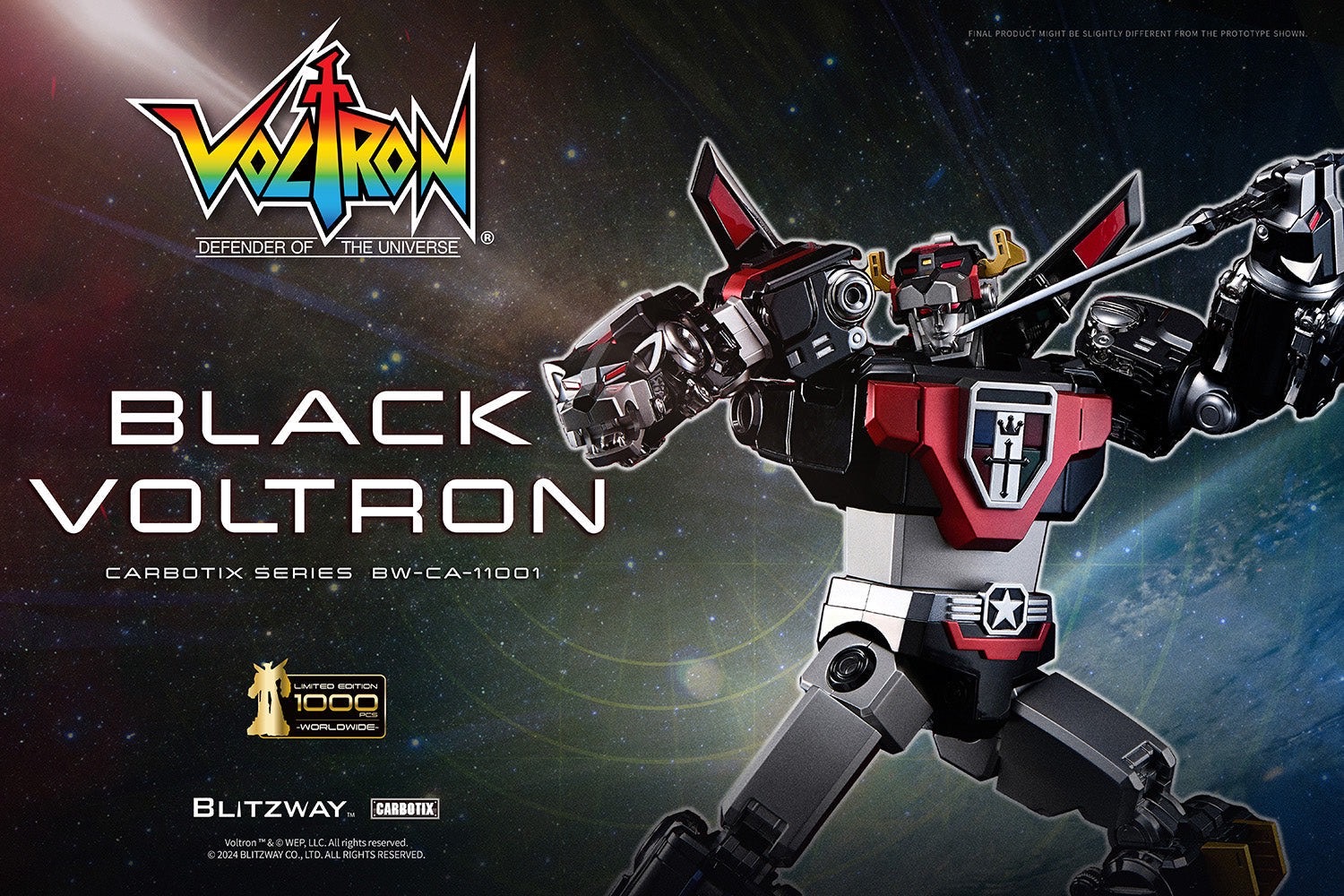 หุ่นยนต์ CARBOTIX - *Limited 1,000 pcs Worldwide* Carbotix Black Voltron & Base Complete Set by Blitzway (หุ่น+ฐาน+อาวุธเสริม) (มีกล่องน้ำตาล)