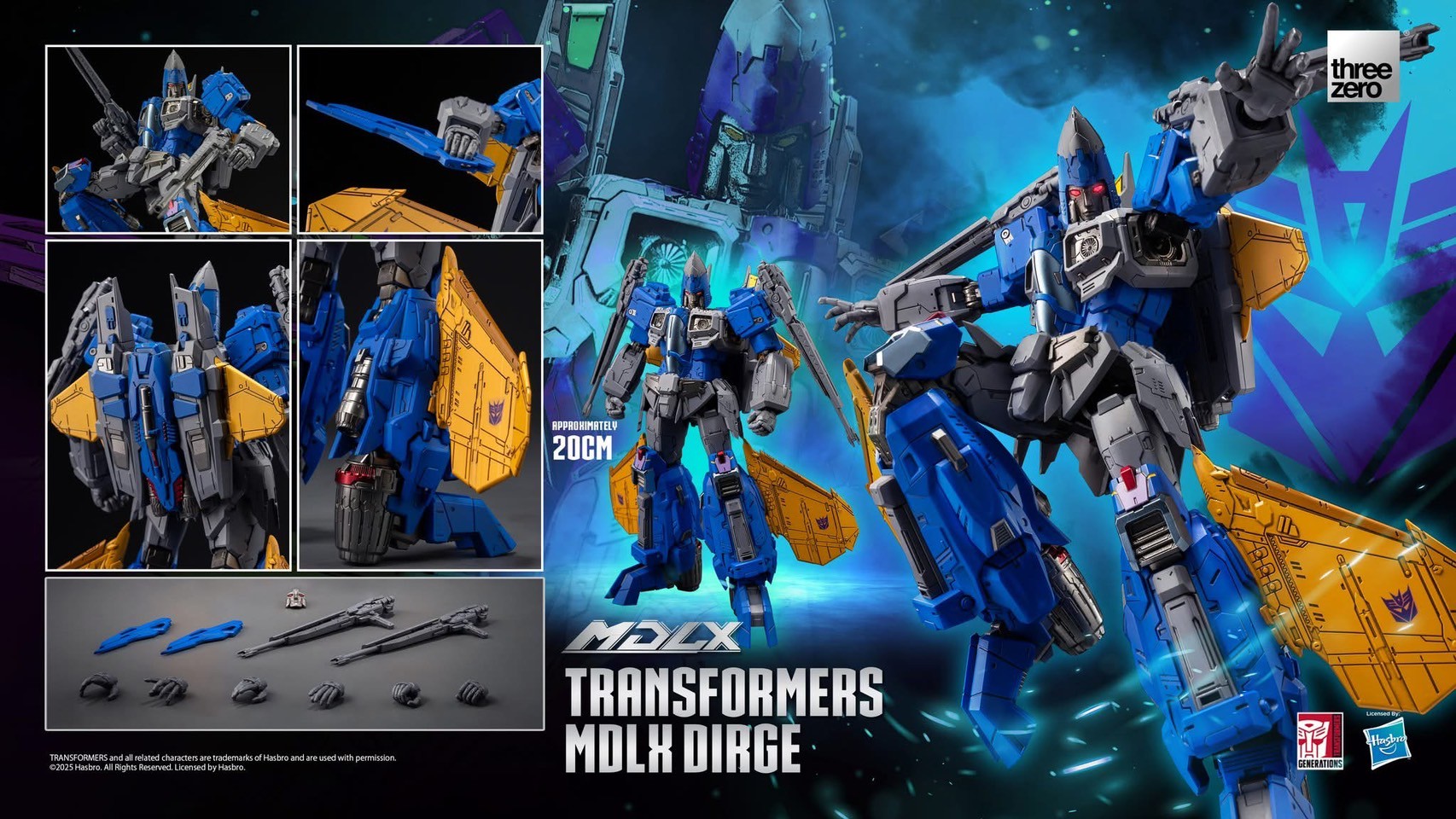 Pre-order : Transformers MDLX Dirge by Threezero Deadline ปิดรับ : เที่ยง 26 มีค Deposit มัดจำ : 1,000 baht (ราคาพรี 4,200) Release Date : ประมาณ Q3, 2025 ค่ะ -Size: height approx. 20cm -Material: ABS, POM, PVC, Diecast Zinc Alloy -Approximately 50 points