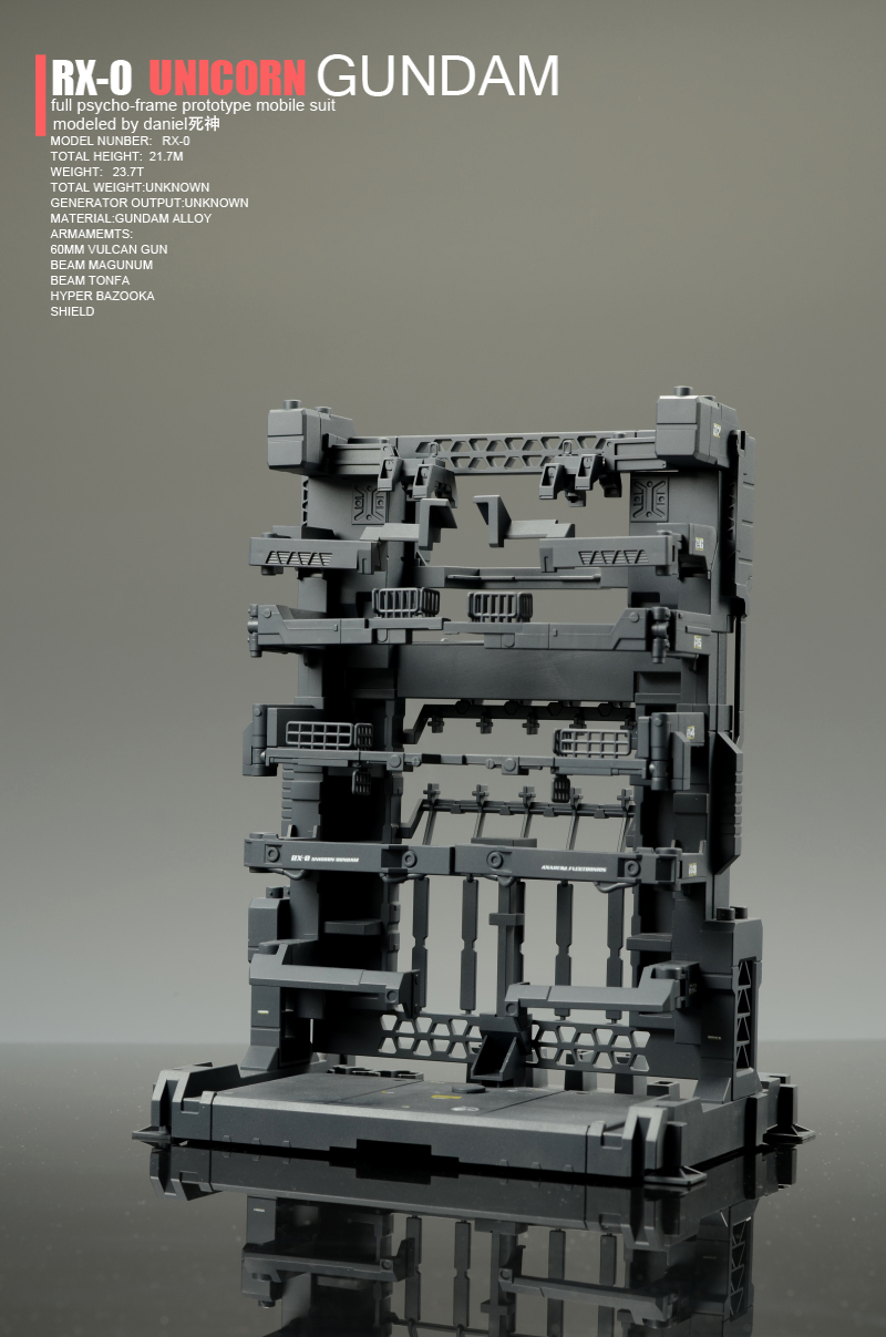 MG 1/100 RX-0 Unicorn Gundam Full Psycho-Frame Prototype Mobile Suit with Cage by Bandai