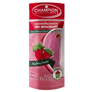 ถุงขยะม้วนกลิ่นสตรอเบอรี่ 18x20นิ้ว CHAMPION แพ็ค30ใบ