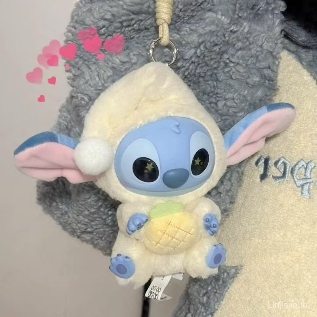 ตุ๊กตาพวงกุญแจ Disney - Lilo & Stitch - Eat Something Before Sleep Series Plush Keychain by Miniso