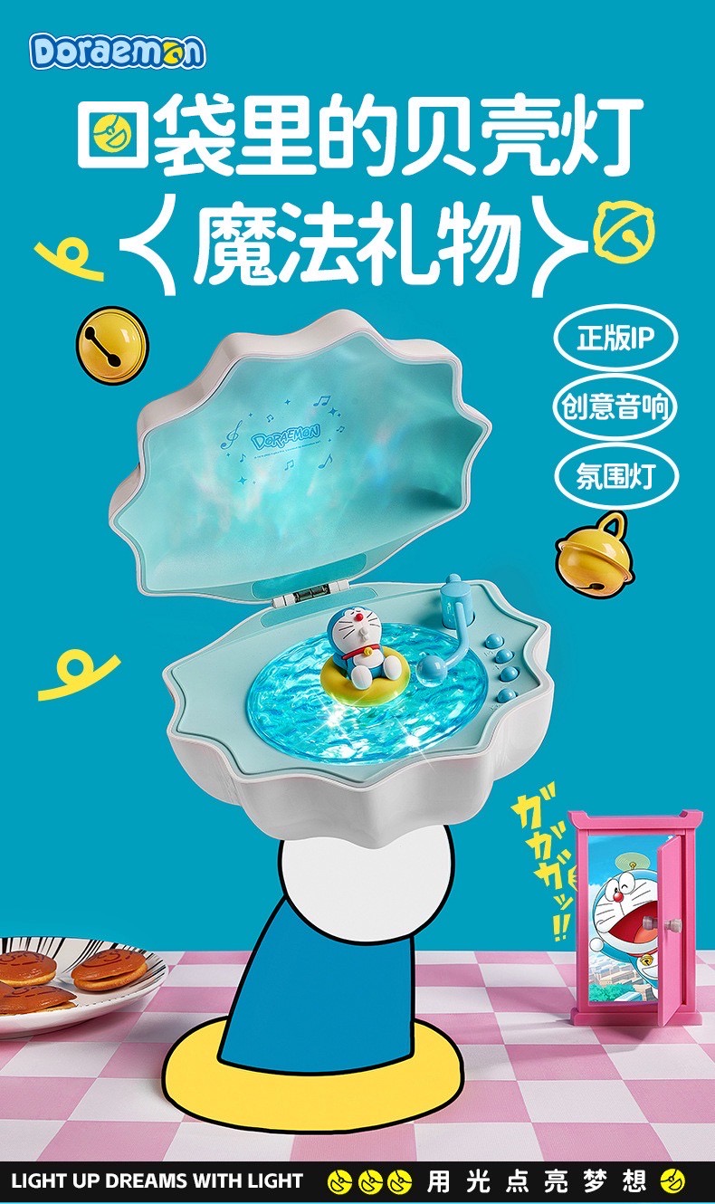 ร้าน🇹🇭 พร้อมส่ง✨ ลำโพงบลูทูธโดเรม่อน มีไฟ ลิขสิทธิ์แท้ Doraemon Shell Lamp Speaker