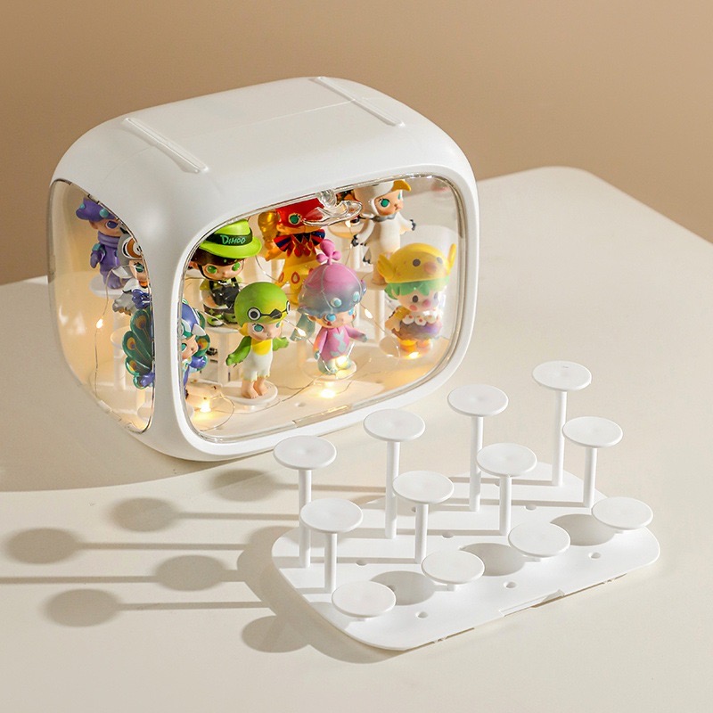 กล่องแคปซูลใส่โมเดล Model Showcase กันฝุ่น สีขาว ไม่มีไฟ