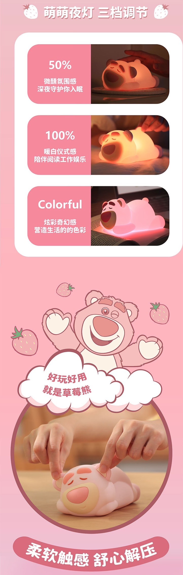 โคมไฟ ที่วางมือถือ ลิขสิทธิ์แท้ Toy Story - Look Out! Lotso Night Light LED Lamp and Mobile Holder