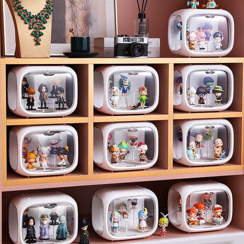 กล่องแคปซูลใส่โมเดล Model Showcase กันฝุ่น สีขาว ไม่มีไฟ