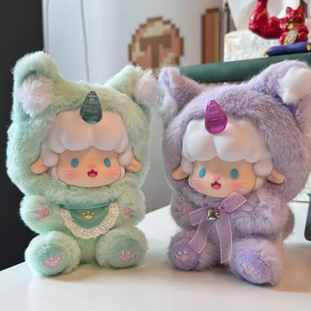 ตุ๊กตาพวงกุญแจ ลิขสิทธิ์แท้ - Gyun Candy Land Rolled Sheep Lucky Cat Series Plush Pendant Keychain by Top Toy