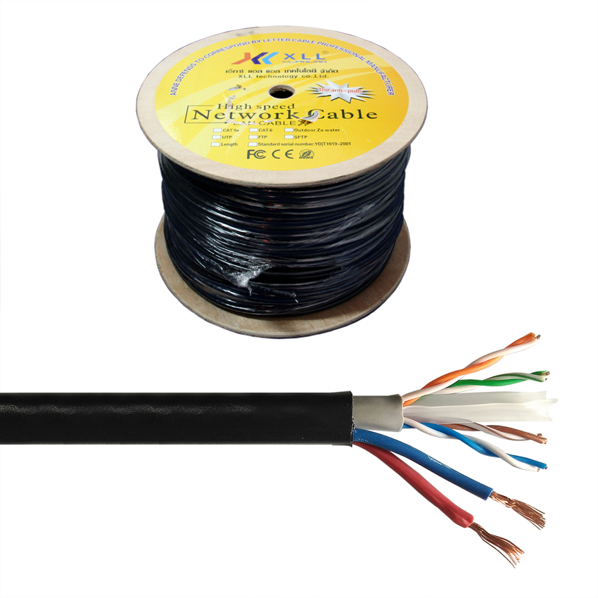 XLL-CAT6 Outdoor Premuim ทองแดง100% Double Jacket + DC 0.75mm. 500เมตร