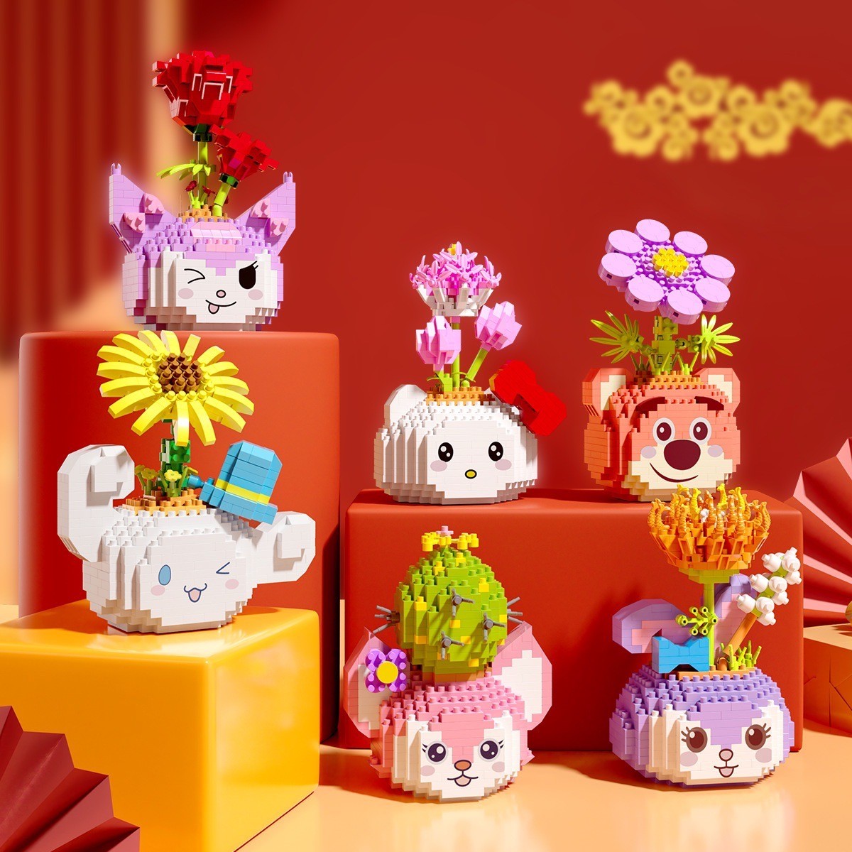 ตัวต่อนาโน Size XL - A 618-623 Sanrio & Disney Flower Potted Plants